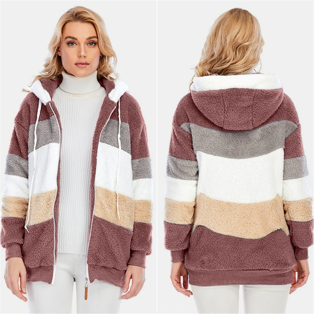 Everleigh Color Block Sherpa Hoodie - Dusty Pink - Picture 1 of 4